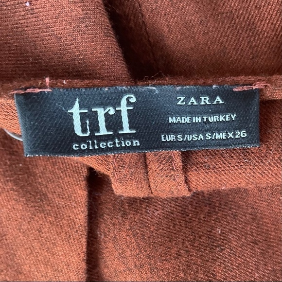Zara TRF Collection Ruched Rust Orange Long Sleeved Top Small - Picture 2 of 10